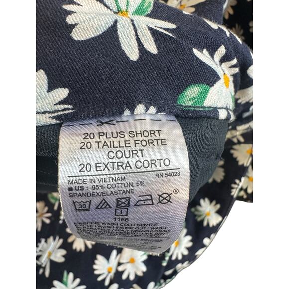 Old Navy Blue Floral Print Plus Career Office Work Business Pixie Pants Size 20 - Picture 2 of 13
